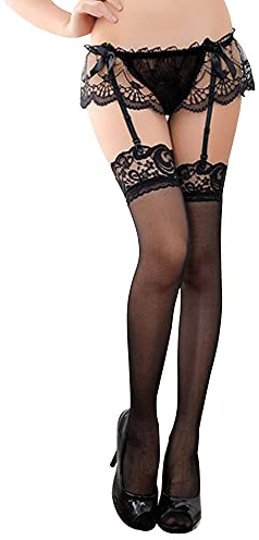 TOEECY Collant Donna Reggicalze Hot Calze a Rete Autoreggenti con Pizzo Giarrettiera Velate Eleganti Trasparenti Accessori moda Fiocchi Decorativi