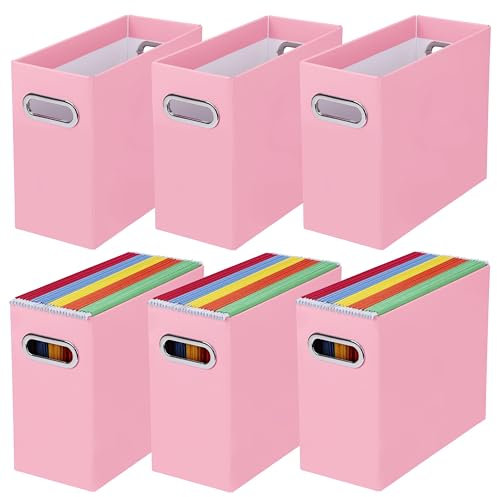BELLE VOUS 6x rosa Papp-Hängedokumentenhalter - Faltbare dekorative Boxen Aufbewahrung für zu Hause oder Büro - Briefe, Dokumente und Akten - Hängeregister Box - Archivbox