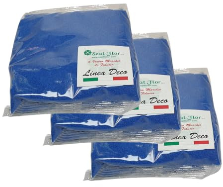 Seat Flor srl® Färgsand för dekoration av vaser 0,5 mm påse med 3 kg (25 färger tillgängliga) (marinblå)