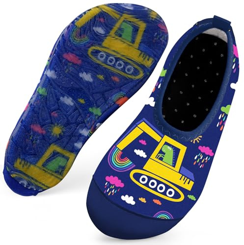 Kids Swim Water Shoes for Boys Toddlers Baby Aqua Socks for Kids Quick Dry Pool Beach Barefoot Children（Digger Blue 28/29