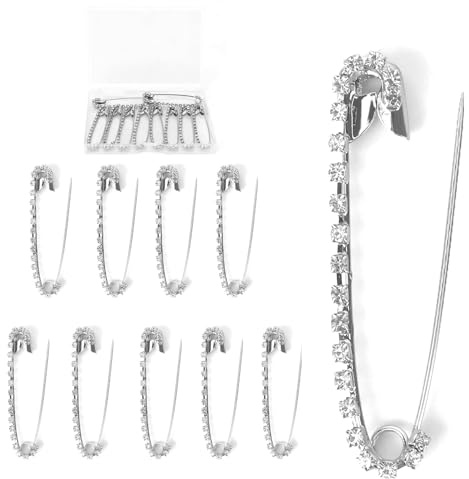 Strass Sicherheitsnadeln,10 Stück Silberne Broschen Nadeln Mit Kristallen,Brosche Aus Strasslegierung,Strass Broschennadeln,Pins Und Anstecker Strass