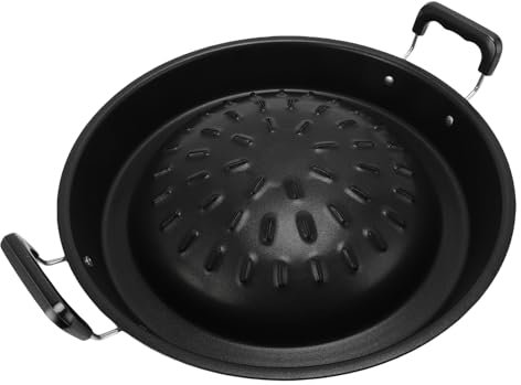 Fockety Padella per barbecue thailandese e coreano, padella antiaderente per grigliare bistecche affumicate, padella per barbecue in alluminio, padelle per BBQ da campeggio (35 cm/13.78in nero)
