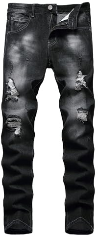 Jean Slim pour Homme, Coupe Droite, Effet usé, déchiré, Extensible, Skinny, Tendance
