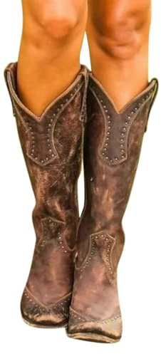 Générique Santiag Femme,Bottes Femme, Santiag Femme Bottes for Femmes, Chaussures Décontractées À La Mode for Femmes,Ankle Hiver,Tendance De Trekking Air Décontractée De La Mode,Western Bottes