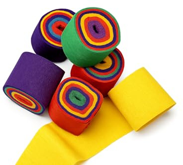 Ameisenkeks Rollos de papel crepé arco iris – 6 rollos de cinta crepé de colores, 4 cm x 10 m cada uno – Decoración de fiestas, manualidades, cumpleaños infantiles, carnaval, bricolaje