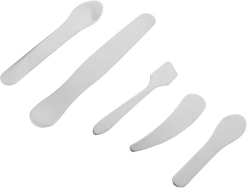Healvian Lot de 5 Set de Spatules de Beauté en Acier Inoxydable 304, Cuillères à Crème Visage Multi-usages, Applicateurs Ergonomiques pour Soins Peau et Masques, pour Maison et
