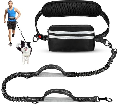 Hands Free Dog Lead with Adjustable Waist Belt, Shock Absorbing Bungee, Reflective for Medium & Large Dogs