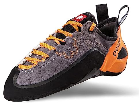 Ocun JETT LU Bouldering Shoe I Rock Climbing Shoe, Grey/Orange, 12