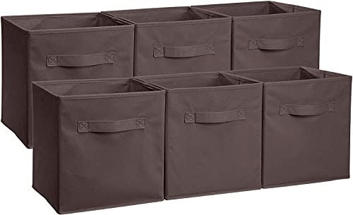 BRIAN & DANY Foldable Storage Cube Basket Bin, Set of 6, Brown, 31 x 31 x 31 cm