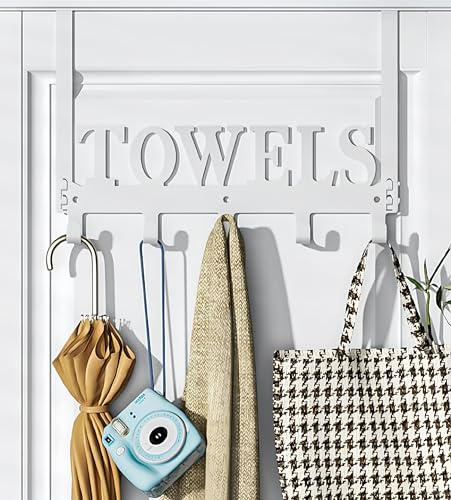 Gerhannery Over Door Hanger, Heavy Duty Over Door Hooks Over Door Coat Hook, Space Saving Over The Door Hangers for Bedrooms, Rust Resistance Door Hooks for Bathrooms Bedrooms Cupboards (White)