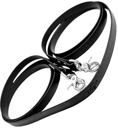 ZAVVIT – BioThane Zügel geschlossen mit Scherenkarabiner, 16 mm breit, 3 m lang, schwarz | weiche, Flache und Pflegeleichte Reitzügel ohne Stege für Training & Ausritt