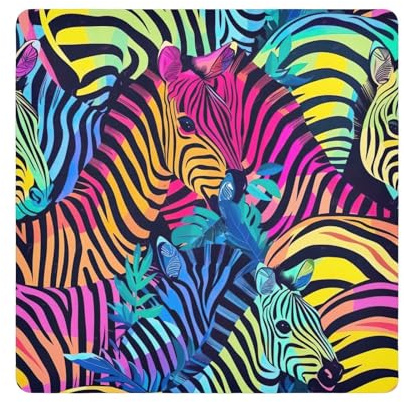 ODAWA Vikbar skyddande omslag retro neon zebratryck självhäftande duk 55 cm x 55 cm