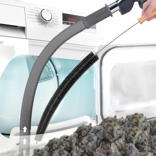 PetOde 2 Pieces Dryer Vent Cleaner Kit Compatible with Most Vacuum Cleaner, Flexible Dryer Lint Brush and Dryer Vacuum Hose Attachment, Lint Remover Cleaning Tools, Deep Gray
