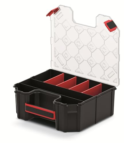 Mivos Caja portaobjetos de 12” para accesorios y objetos pequeños - Caja con cierre de rosca y 8 compartimentos - 284 x 243 x 105 mm - Caja para clasificar - Made in EU