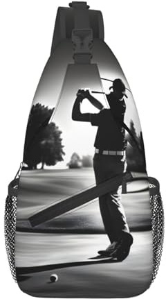 OAZCVBNN Svartvita golftryck kors bröstväska diagonalt slunga gymresor weekendresor crossbody ryggsäck