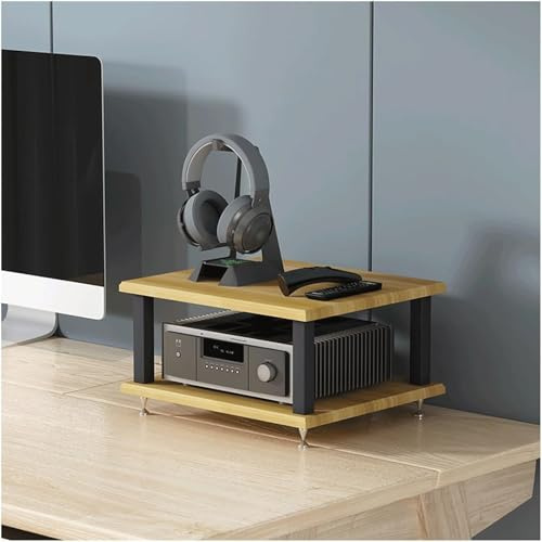 2 nivåer ljudställ – HiFi-stereohylla i trä – ljudutrustningsstativ – 3/4 nivåalternativ – ljud- och videohyllor för hemmabio – naturlig finish