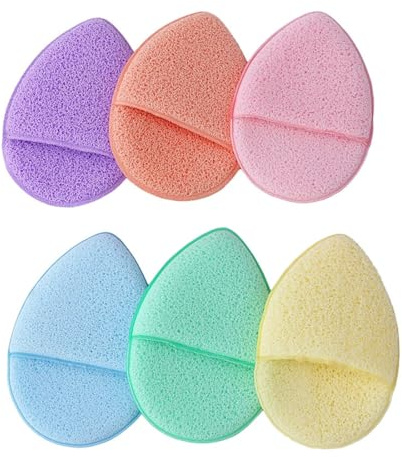 ZOMKIFA 6 Spugnette Viso Esfolianti Riutilizzabili, Dischetti Struccanti Lavabili per Pulizia Facial & Massaggio, Accessori Bellezza Viaggio