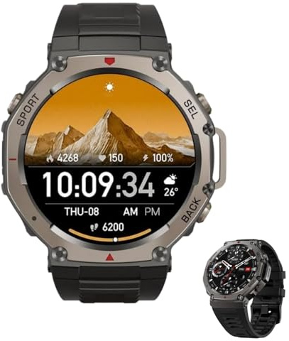 Neksong Sekoda GPS Sports Smartwatch 1,43 HD, 170+ Modalità Sportive/Cardiofrequenzimetro/SpO2/Bussola (Nero)