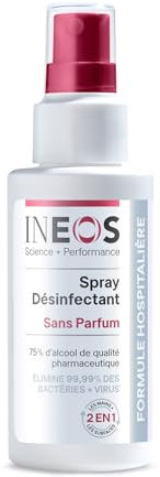INEOS Hygienics Spray Désinfectant Antibactériens Mains et pour surface à Base d'Alcool, 100ml