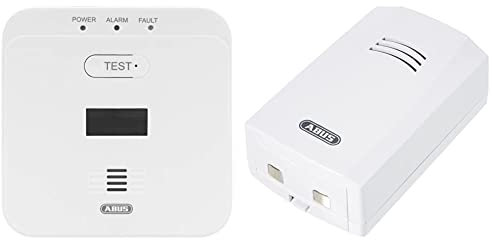 ABUS Kohlenmonoxid-Warnmelder COWM510 - CO-Melder mit 85 dB lautem Alarm - 89164 - Weiß & Wassermelder HSWM10000 - warnt bei Wasserschäden in Küche, Bad, Keller - 85 dB lauter Wasseralarm