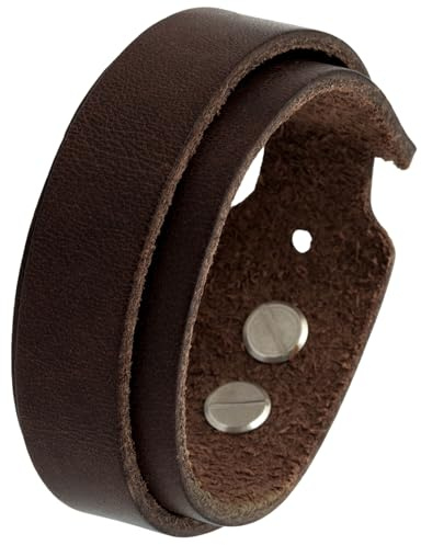 Simaru Lederarmband Damen & Herren - 25mm breit, pflanzlich gegerbtes Echtleder, robuste Schraubniete, allergikerfreundlich
