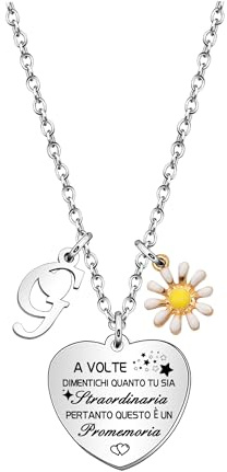 Hcvone Iniziale Margherita Collana Per Le Donne Ragazze Promemoria Regali Amicizia Figlia Compleanno Motivazionali Regali Regolabili Ciondolo Con Lettera Colore Argento Collana Gioielli (G)