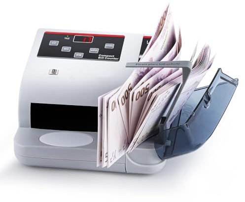 Bonvoisin Geldzählmaschine, Geldprüfgerät mit UV/MG/WM Falschgelderkennung, Banknotenzähler mit Sperrbox, Zählt bis zu 100 Banknoten pro Stapel, Geschwindigkeit von 600 Banknoten pro Minute (EU)