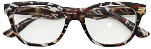 LANLANG Läsglasögon för kvinnor och män, fjädergångjärn, transparent lins, PC-ram, R-T006, Leopardtryck, Taille unique