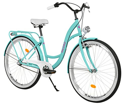 MILORD Damenfahrrad Citybike Komfort Retro Bike Hollandrad Vintage Fahrrad, 26, 28 Zoll, 3-Gang (Blau, 28 Zoll)