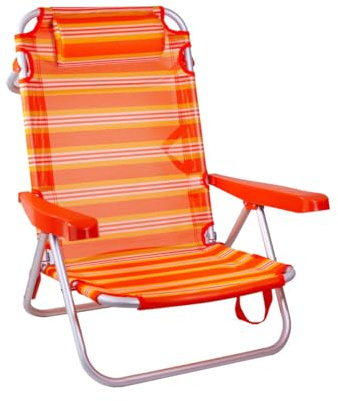 SUN & SURF Silla Classic de Playa Plegable con 5 Posiciones, Reclinable 180°, con Cojín, Ultraligera y Estable, Fácil de Transportar como un Bolso