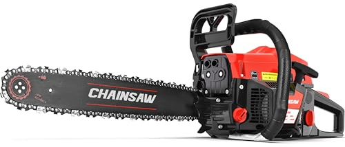 62CC Gas Chainsaw, 20 Inch Power Chain Saw, 2-Cycle Handed Petrol Chainsaws Gasoline Chainsaws Garden Tool for Cutting Trees, Wood, Outdoor Home Garden and Farm Use