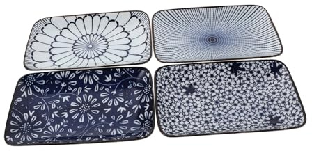 Cabilock 4 Pezzi Piatti Rettangolari Giapponesi in Vintage per Sushi Sashimi Dessert e Insalate Vassoi da Portata Eleganti per Cene e Speciali