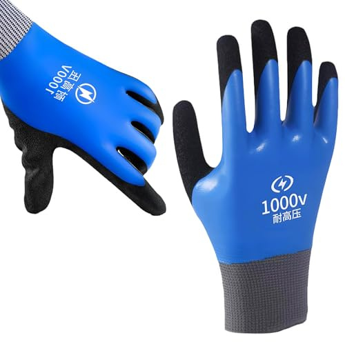 CECOMBINE Confezione da 2 guanti da lavoro isolanti 1000 V ignifughi, guanti elettrici, guanti da lavoro in gomma, guanti di sicurezza elettrica per isolamento, ignifughi, comfort