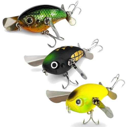 3-Pack Flytande Cikadabeten 45 mm 7 g, med Roterande Metallvingar | Inbyggd Rasselkula Ökar Ljudattraktionen, med Hullingförsedda Trekrokar for Säkert Grepp vid Sötvattensfiske