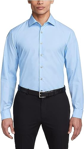 Unlisted by Kenneth Cole mens Slim Fit Solid Dress Shirt, Light Blue, 16 -16.5 Neck 34 -35 Sleeve US
