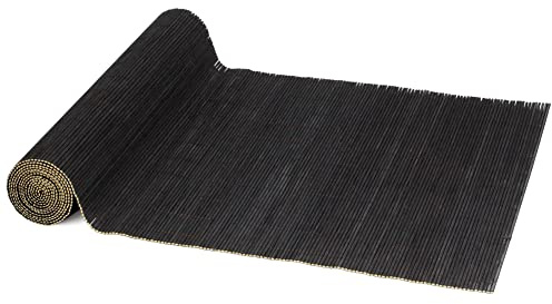 BambooMN Svart bambu tändstickspinne naturlig bordslöpare, heminredning, 33 cm x 178 cm – 1 styck