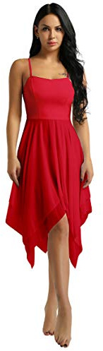 Agoky Irregular Vestido de Baile Latino para Mujer Vestido Maillot Tirantes de Danza Lírica Contempornánea Vestido Elegante Baile de Salón Dancewear Rojo S