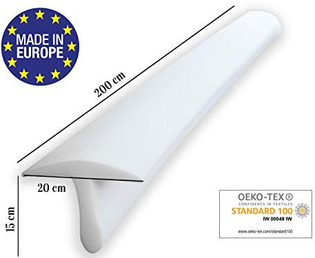 ENTSPANNO Liebesbrücke | Matratzenbrücke 200 x 20 x 15 cm I Schaumstoff-Ritzenfüller in Keil-Form I Matratzenverlängerung als Topper-Ersatz I Lückenfüller Doppelbett-Matratze I Made in EU I Weiß