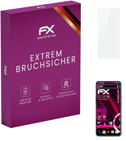 atFoliX Protection Écran Film de verre en plastique compatible avec OnePlus Nord Verre film protecteur, 9H Hybrid-Glass FX Protection Écran en Verre trempé de plastique