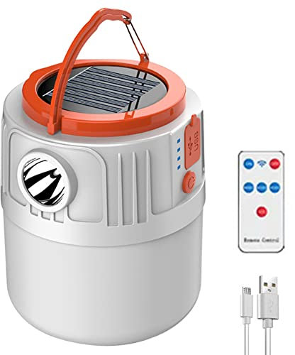Solar Camping Licht, USB Wiederaufladbare Outdoor Camping Licht mit Fernbedienung, 300LM LED USB Wiederaufladbare Zeltlampe, Solar LED Wasserdicht Zeltlicht for Camping, Wandern, Angeln
