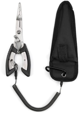 Pince de Pêche, KINHARD Dégorgeoir Peche Acier Inoxydable, avec Sac de Rangement Anti-Perte Rétractable, Pince Peche pour à la Pêche et au Nautisme