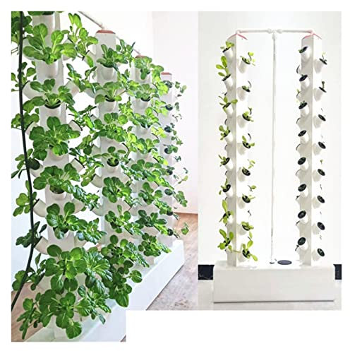 Hydroponischer Turm Hydroponic Tower Growing Sytem Indoor Vertical Hydroponics Tower Garden Aeroponic Growing System Kit Pflanzrahmen for Obst, Gemüse, Kräuter, Weiß