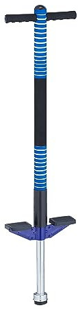 Relaxdays Pogo Stick, für Kinder, Springstock bis 35 kg, gepolststert, Sprungstab Outdoor, rutschfest, Edelstahl, blau