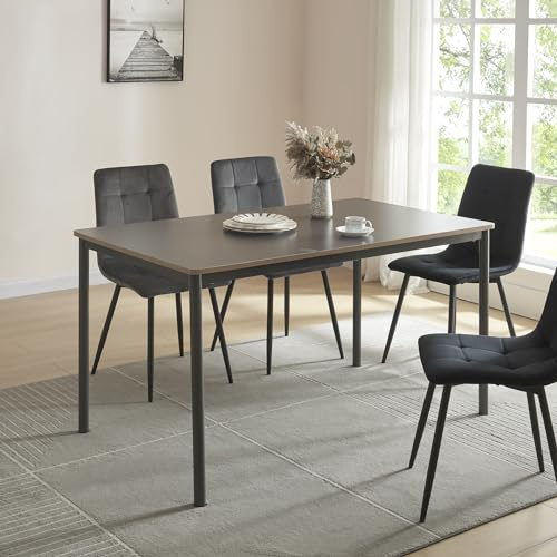 [en.casa] Esstisch Lindesberg für 6 Personen 140 x 80 cm Esszimmertisch rechteckige Tischplatte Küchentisch Stahlbeine Grau