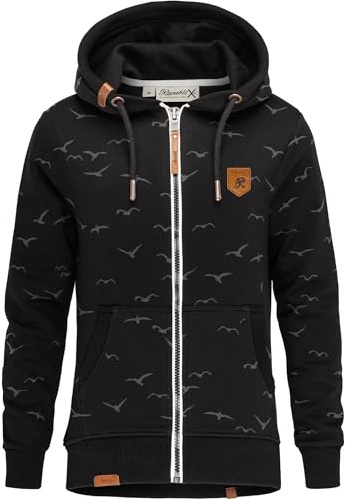 REPUBLIX Damen Sweatjacke Hoodie Sweatshirt Pullover Zipper Jacke RD-024 Schwarz XL