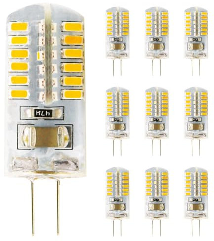 Lampadina LED G4 220V 4W, lampadine senza sfarfallio, Angolo a fascio 360 °, 400 Lumen, Non Dimmerabile (10 Unità, Bianca Calda)