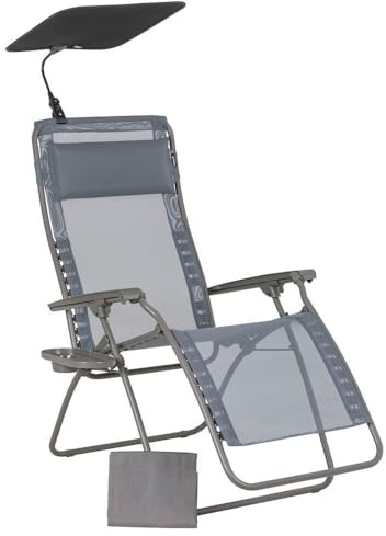 Lafuma MOBILIER - Ensemble Fauteuil Relax Transat Jardin - Chaise Longue Et Accessoires - Zen Edition - Texplast - Gris Silex - Fabriqué en France - LFM5360_8544 - Garantie 5 Ans - L.88xl.67xH.114cm