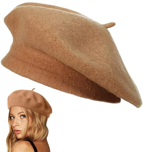Comioke Béret Artiste, Francais Beret, Chapeau Béret, Bérets Français Classique, Berets avec Cachemire, Couleur Chameau