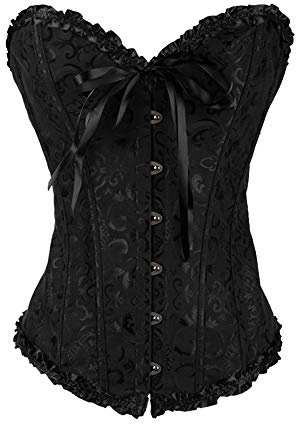 QIUhhpuy Corset Femme Bustier Corset Femme, Broderie Bustier Classique, Sexy Steampunk Gothique Top Noir Ventre Plat