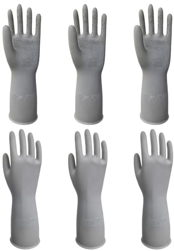 Duzapku 3 Pairs Dishwashing Cleaning Gloves,Durable Waterproof Design